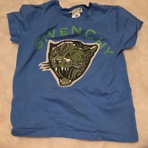 Givenchy Kids Blue Tee with Panther Graphic